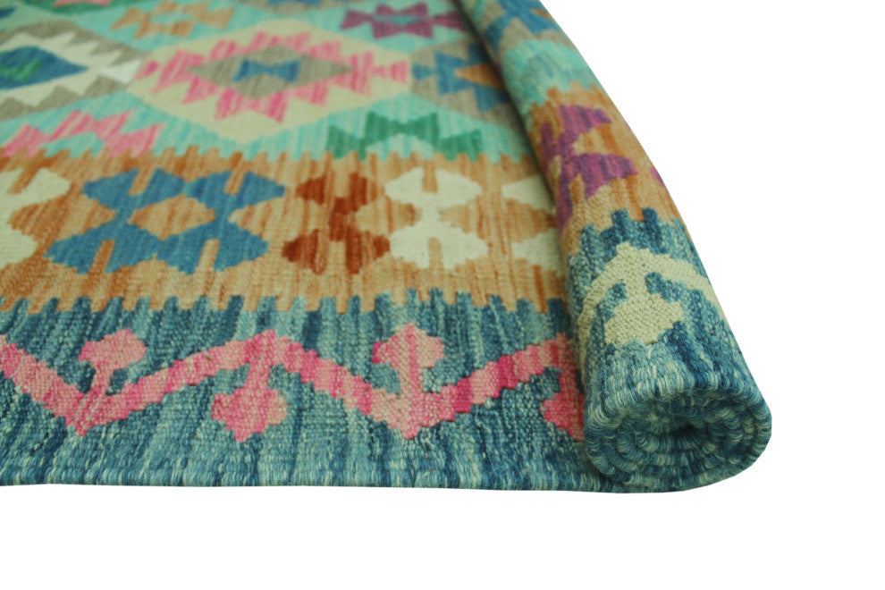 Sun Faded Kilim Behnam Light Blue/Gold Rug, 4'2x6'0