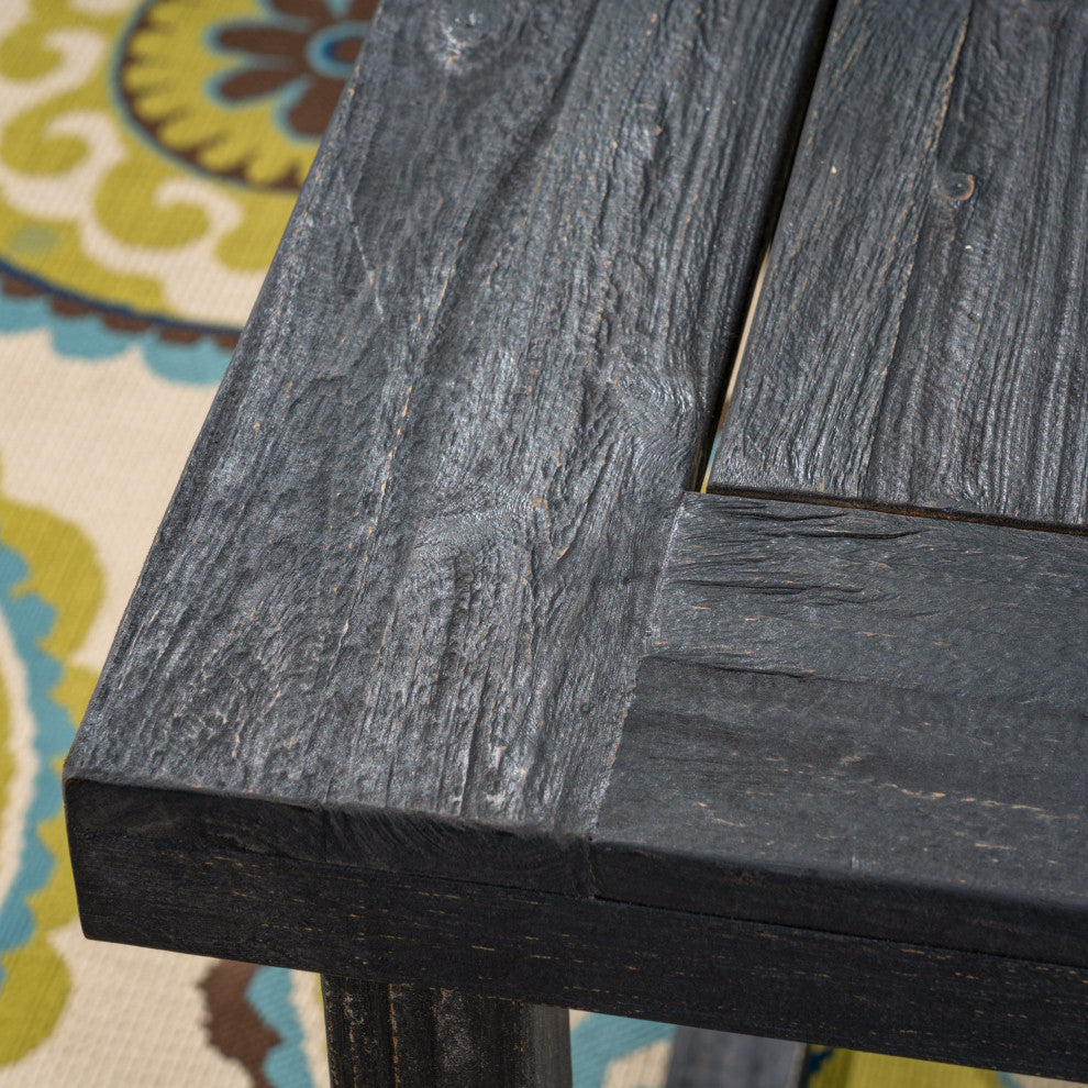 GDF Studio Ann Outdoor 69" Acacia Wood Dining Table, Sandblast Dark Gray Finish