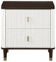 2-Drawers Wooden Nightstand With Metal Handle, White and Brown