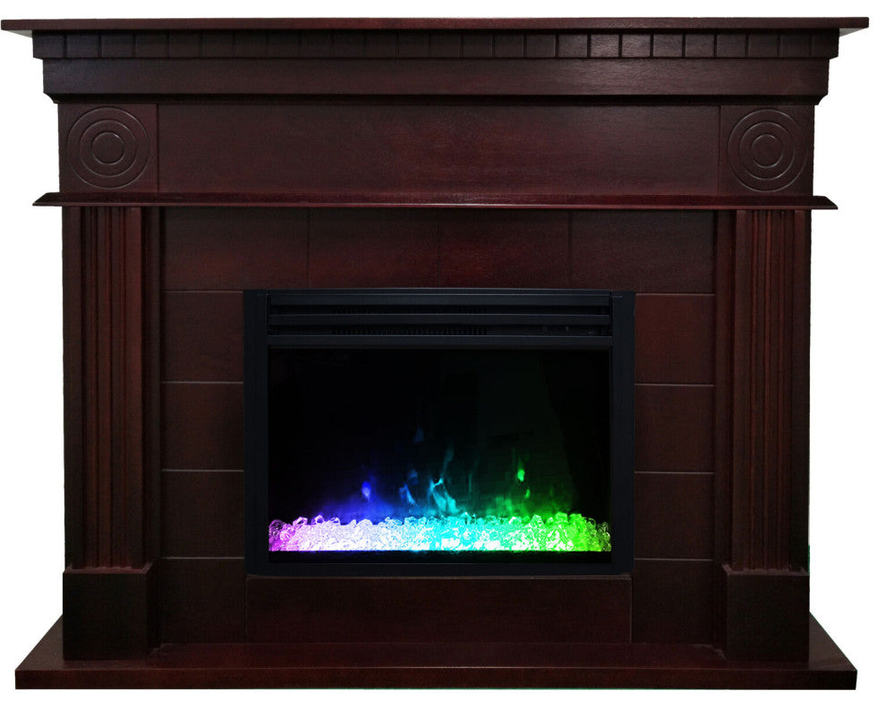 47.8" York Electric Fireplace Mantel Multi-Color Flame Display, Mahogany
