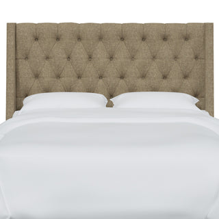 Wells King Tufted Wingback Headboard, Zuma Linen