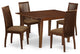 5Pc Dining Set, Rectangle Table, Four Linen Seat Chairs, Mahogany
