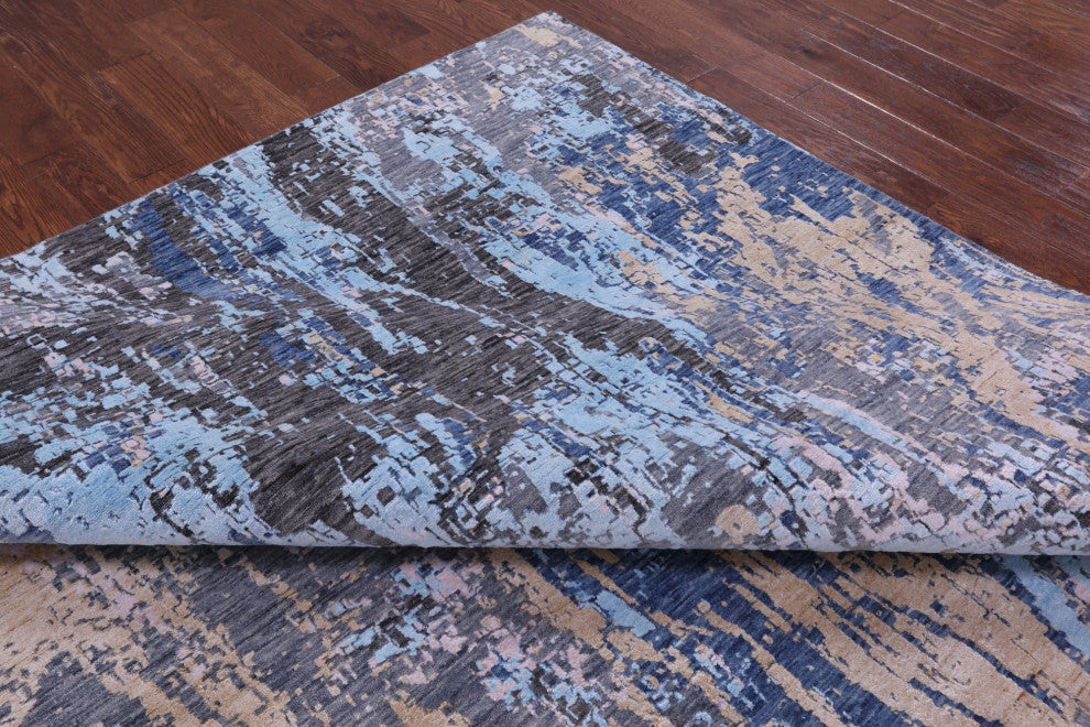 Hand Knotted Wool & Silk Abstract Rug 8' 11" X 12' 1" - Q13507