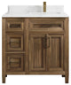Santa Monica 36 Right Offset  Bath Vanity in Graywashed Teak 1.5" Empira Quartz