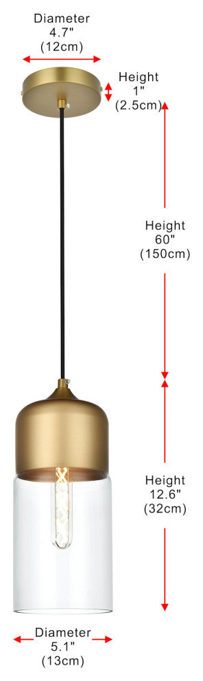 Elegant Lighting LD2240 Ashwell 5"W Mini Pendant - Satin Gold