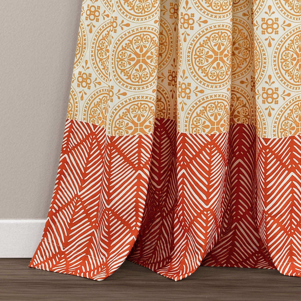 Bohemian Stripe Window Panel, Set of 2, Fuchsia/Orange, 95"x52"