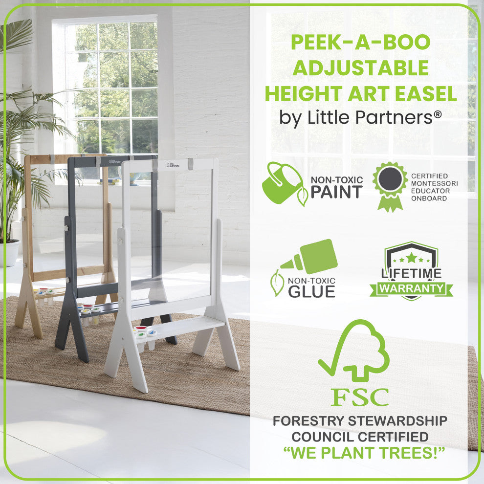 Little Partners Peek-A-Boo Adjustable Height Art Easel, Earl Gray