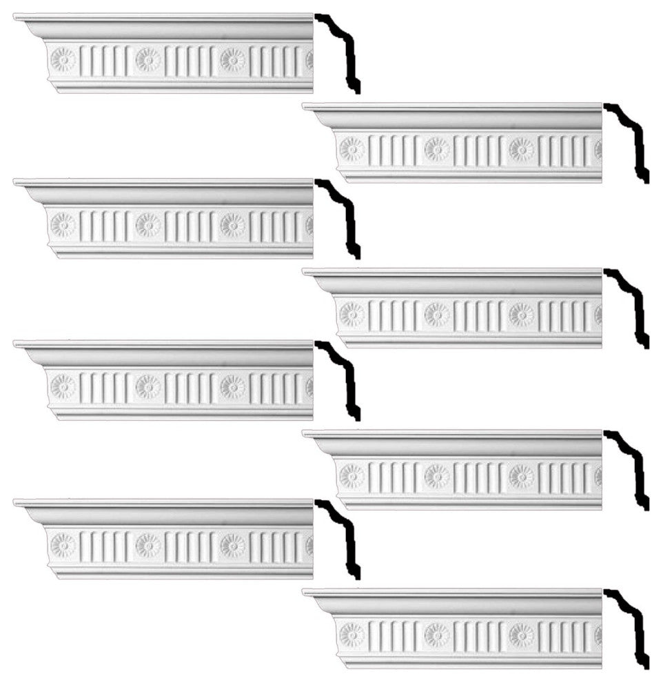 Ornate Cornice White Urethane Design 8 Pieces Totaling 768" Length