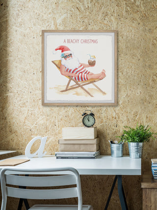 "Santa on the Beach" Framed Painting Print, 32x32