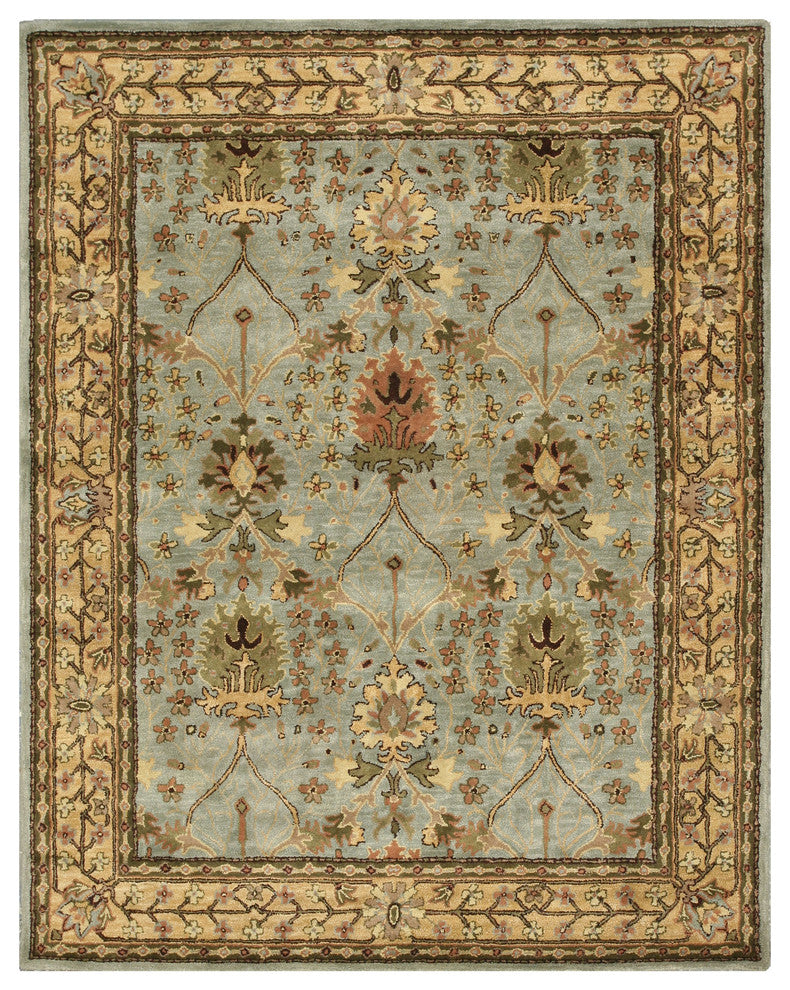 EORC Hand-tufted Wool Blue Traditional Oriental Morris Rug, Rectangular 4'x6'