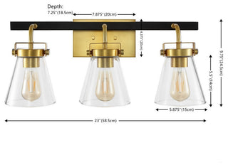 Safavieh Rayney 3Lt 23" Wall Sconce, Brass/Black