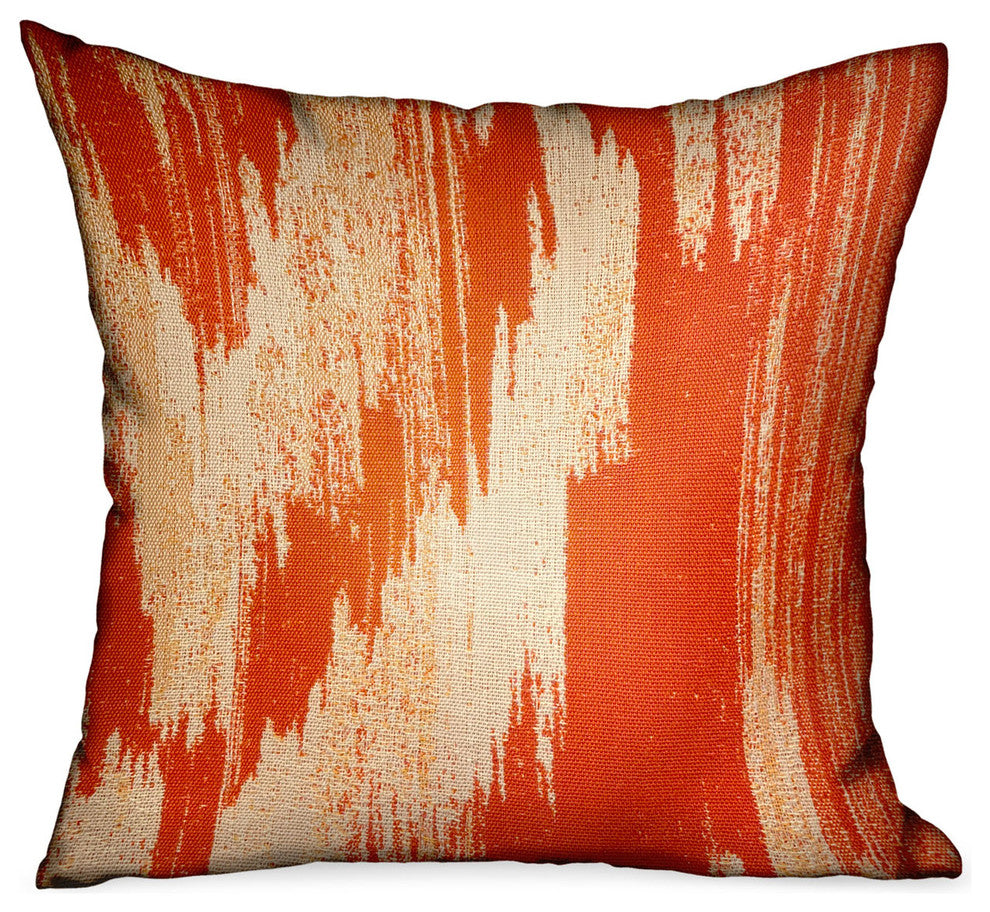 Plutus Tangelo Avalanche Orange Ikat Luxury Outdoor/Indoor Throw Pillow, 16"x16"