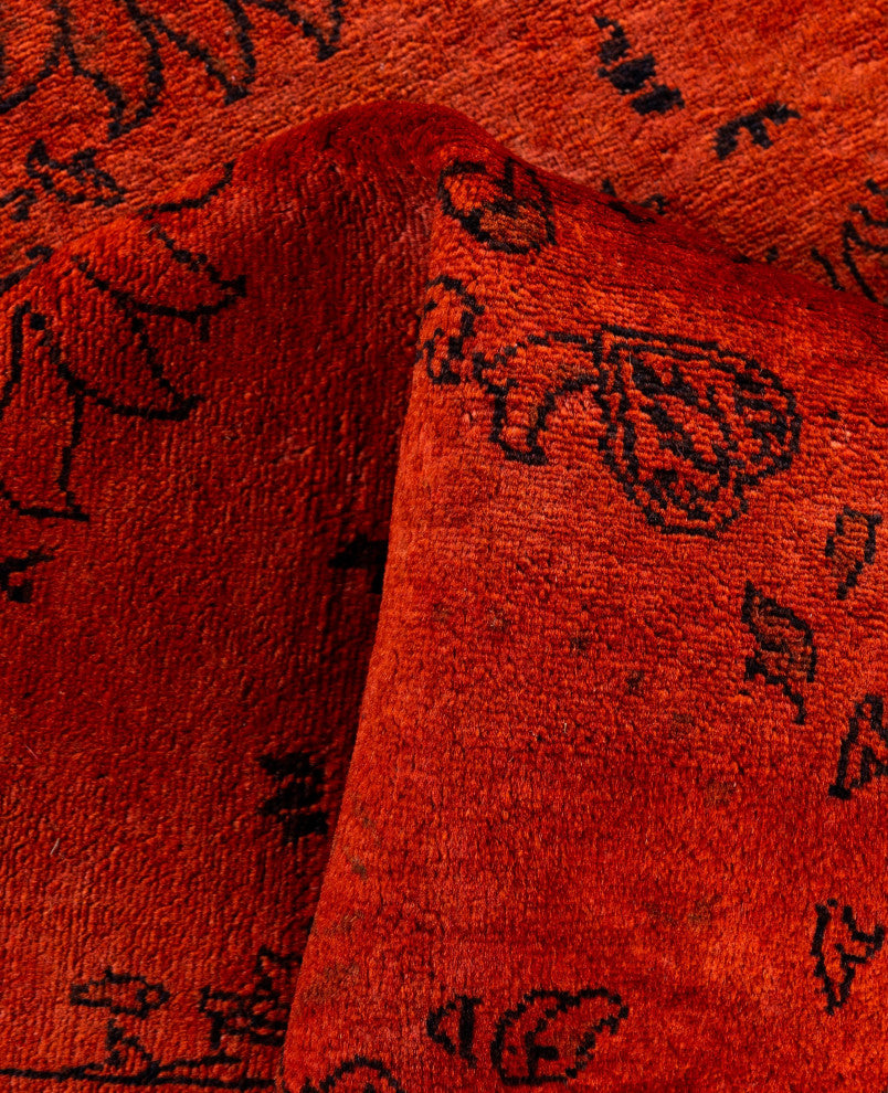 Overdyed One-of-a-Kind Hand-Knotted Area Rug Orange, 4' 9" x 6' 10"