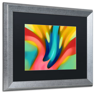 'Pink And Blue Lily' Matted Framed Art, Silver Frame, Black Matte, 20x16