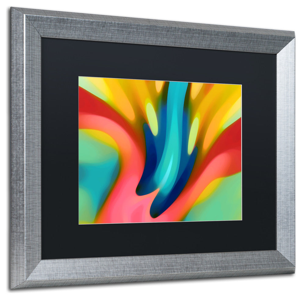 'Pink And Blue Lily' Matted Framed Art, Silver Frame, Black Matte, 20x16