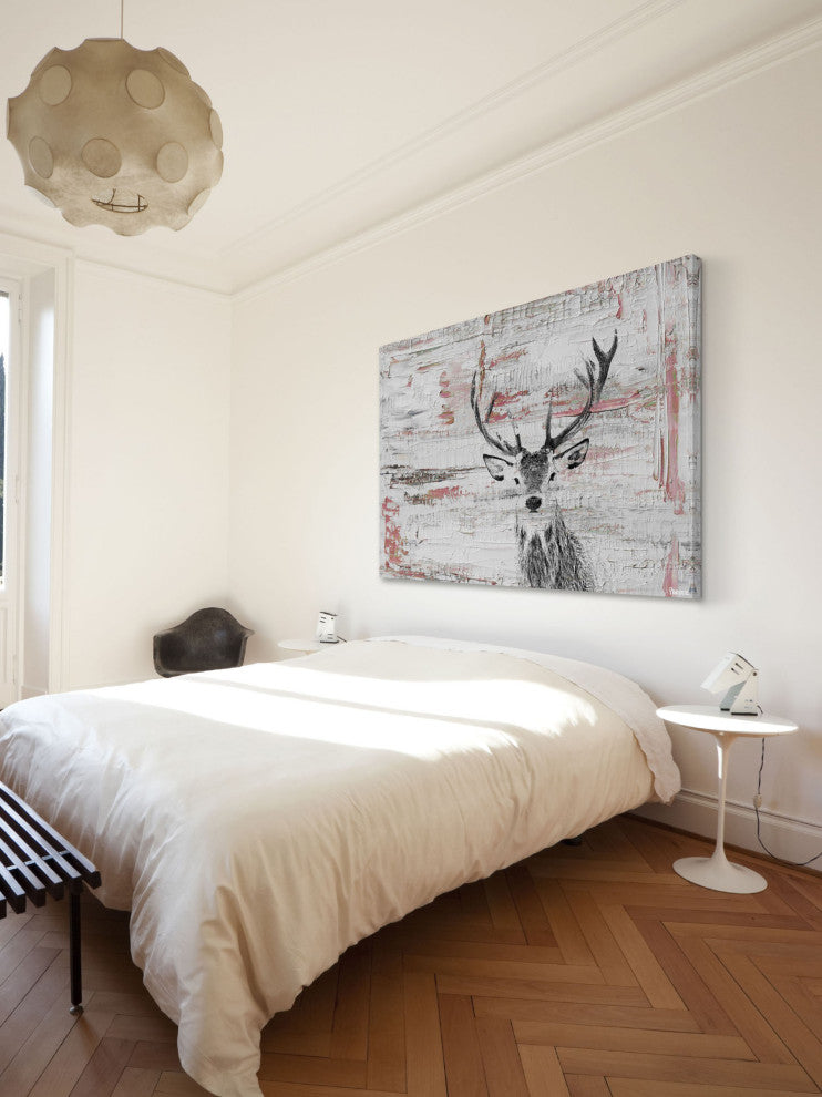 "Deer Glare" Painting Print on Wrapped Canvas, 18"x12"