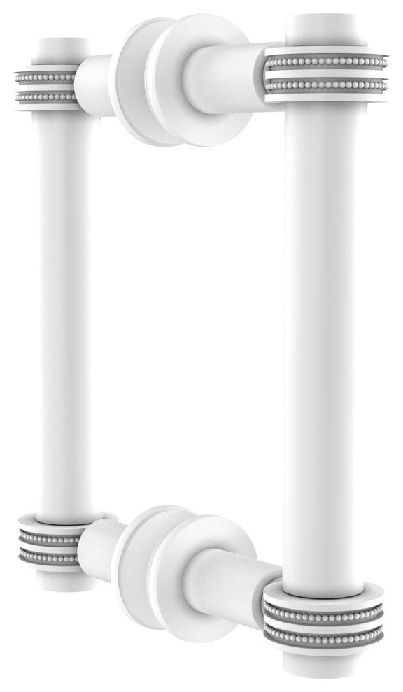 Contemporary 6" Dotted Accent Back to Back Shower Door Pull, Matte White