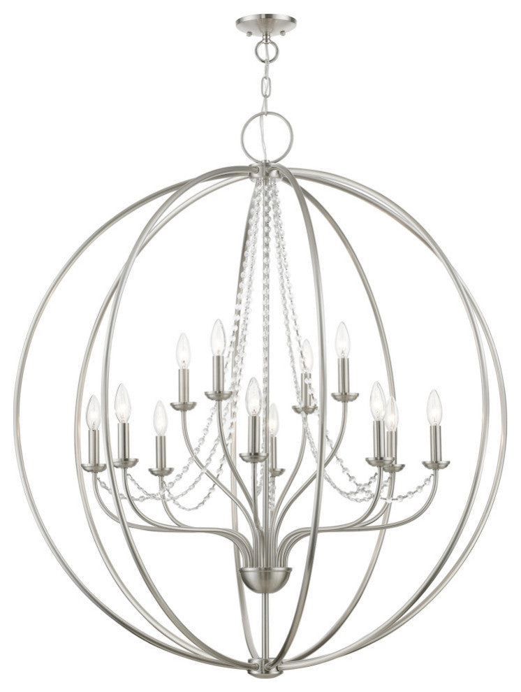 Arabella 12 Light Brushed Nickel Grande Foyer Chandelier