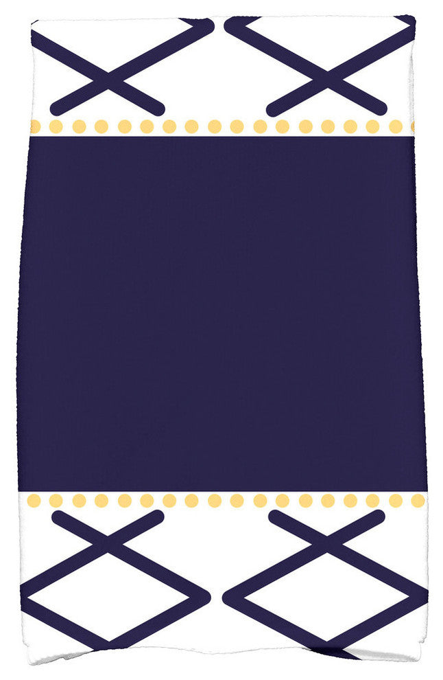 18"x30" Knot Fancy, Geometric Print Kitchen Towel, Navy Blue