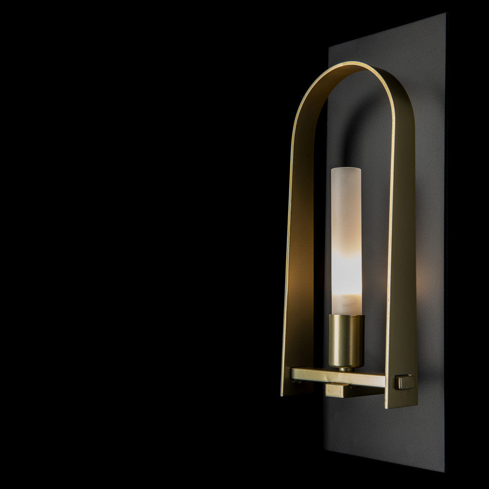 Triomphe 1-Light Sconce Black Modern Brass Accent Frosted Glass