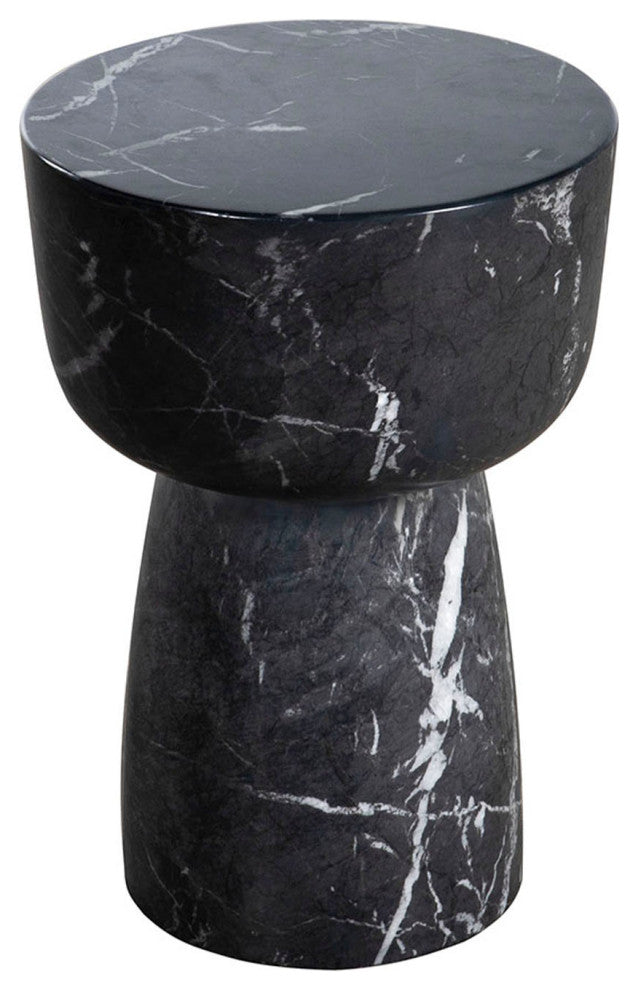 Black Round Faux Marble Side Table