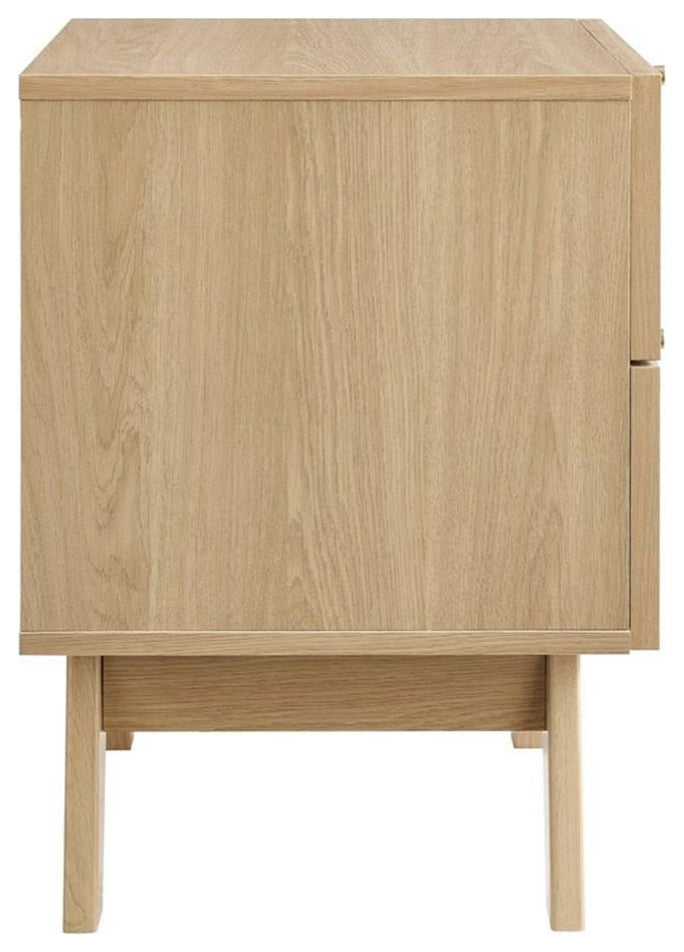 Modway Soma 2-Drawer Rattan MDF and Particleboard Nightstand in Oak