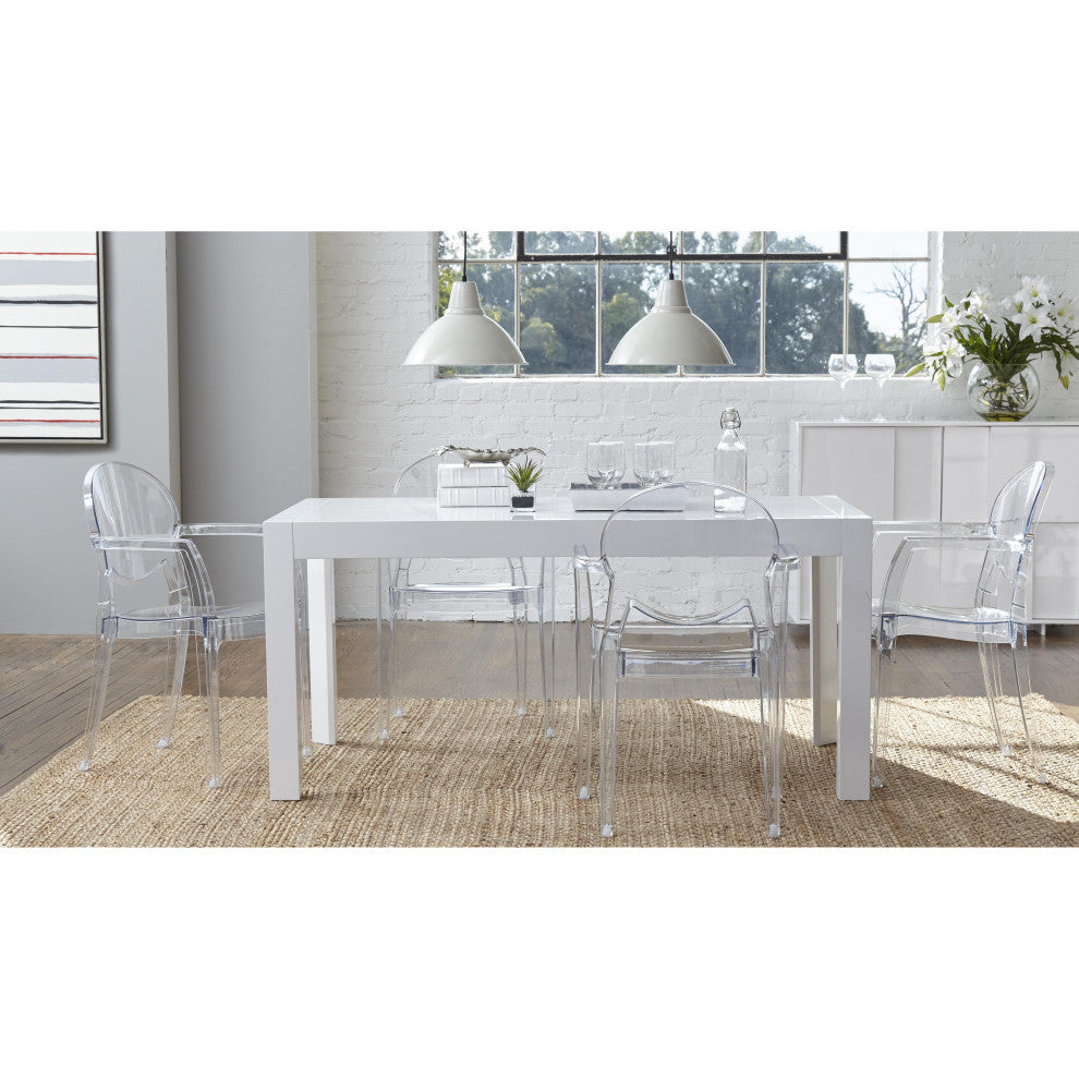 Adara-63 Rectangle Dining Table, White Lacquer
