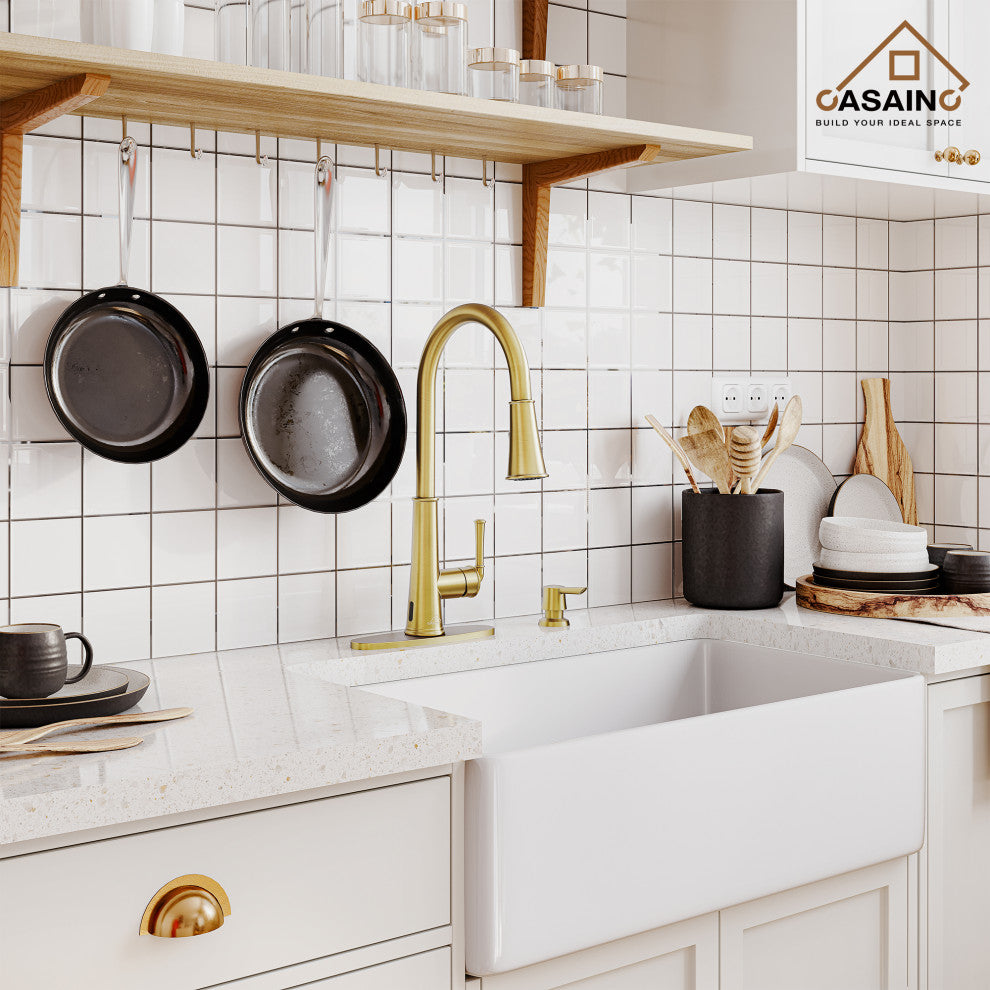 Single-Handle Pull Down Sprayer Kitchen Faucet with Touchless Sensor, Brushed Gold