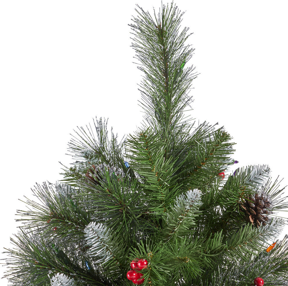 9' Mixed Spruce Artificial Christmas Tree, Pre-Lit Multi-Colored