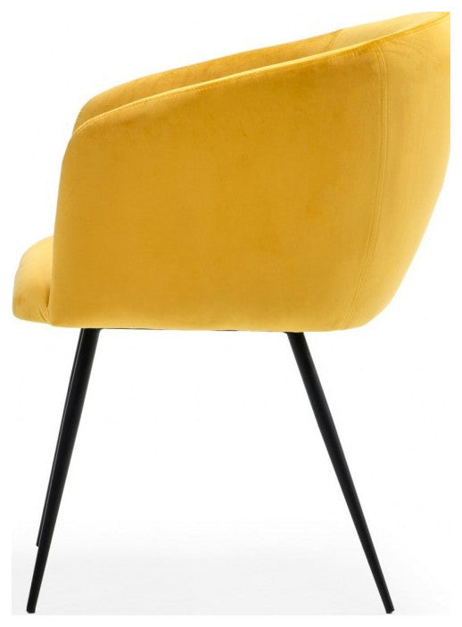 Yellow Velvet Modern Dining Chair