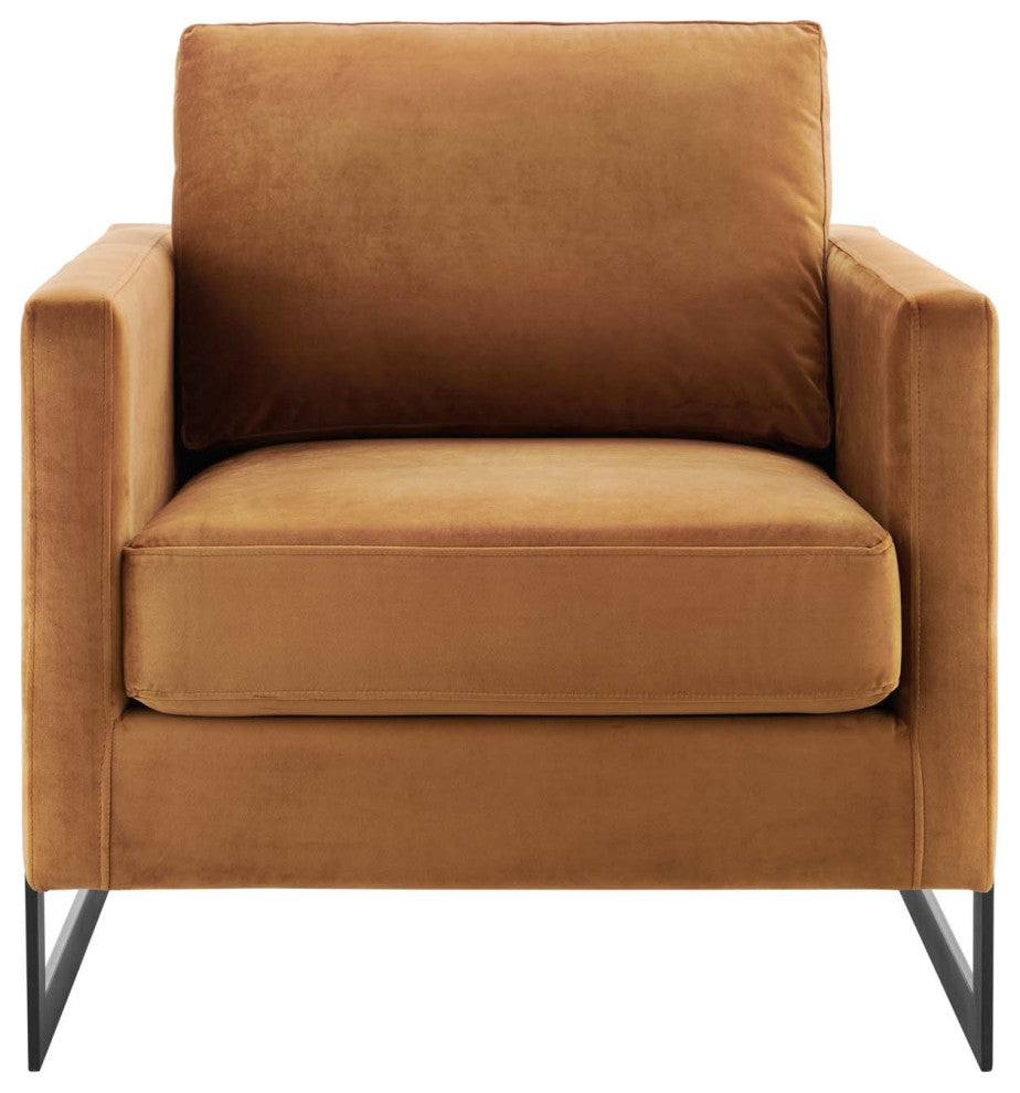 Posse Performance Velvet Accent Chair Black Cognac