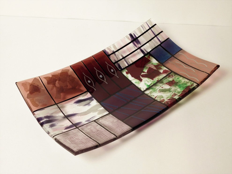 A decorative fused glass plate "A Gentle Color Mix" - Purple