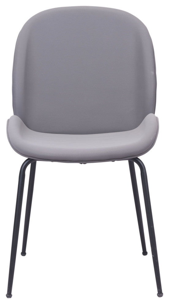 Dining Chair, Set of 2, Steel Metal, Fabric, Gray, Black, Cafe Bistro