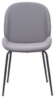 Dining Chair, Set of 2, Steel Metal, Fabric, Gray, Black, Cafe Bistro