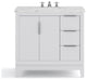 Elizabeth 36" Single Sink Carrara White Marble Vanity, Pure White