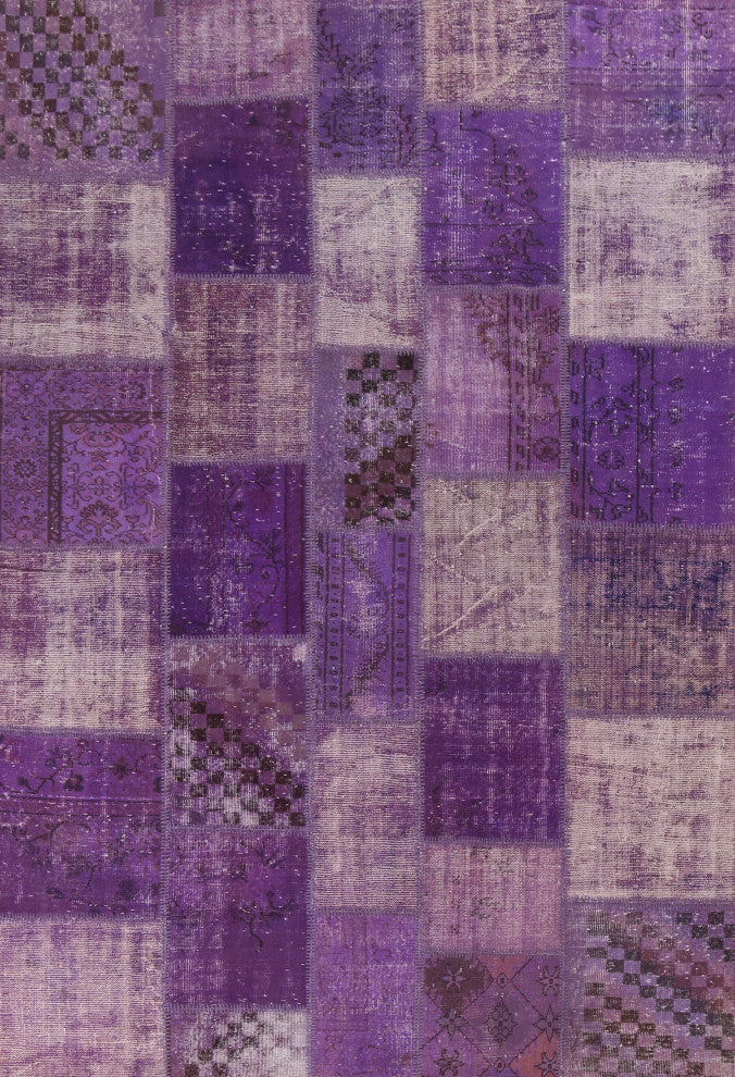 Overdyed Patchwork Oriental Wool Area Rug Hand-tufted Carpet 7x10