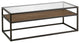 46" Black and Clear Glass And Steel Coffee Table With Shelf
