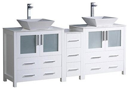 Fresca 72" Modern Double Sink Bathroom Cabinets, White