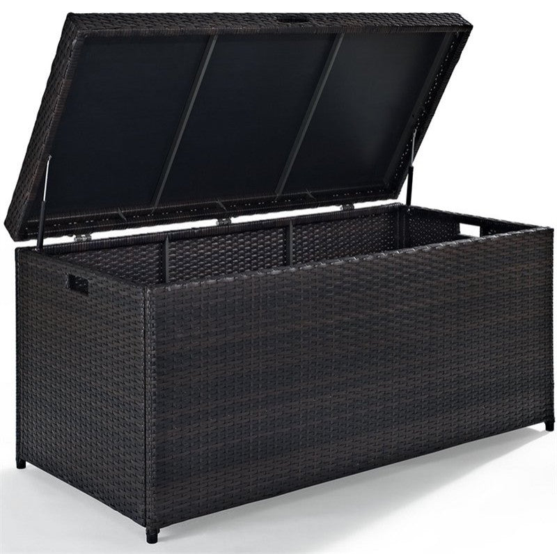 Crosley Furniture Palm Harbor Wicker / Rattan Patio Deck Box in Brown