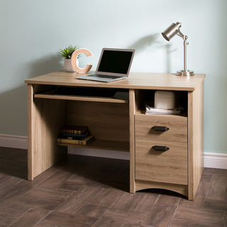 South Shore Gascony Computer Desk With Keyboard Tray, Rustic Oak