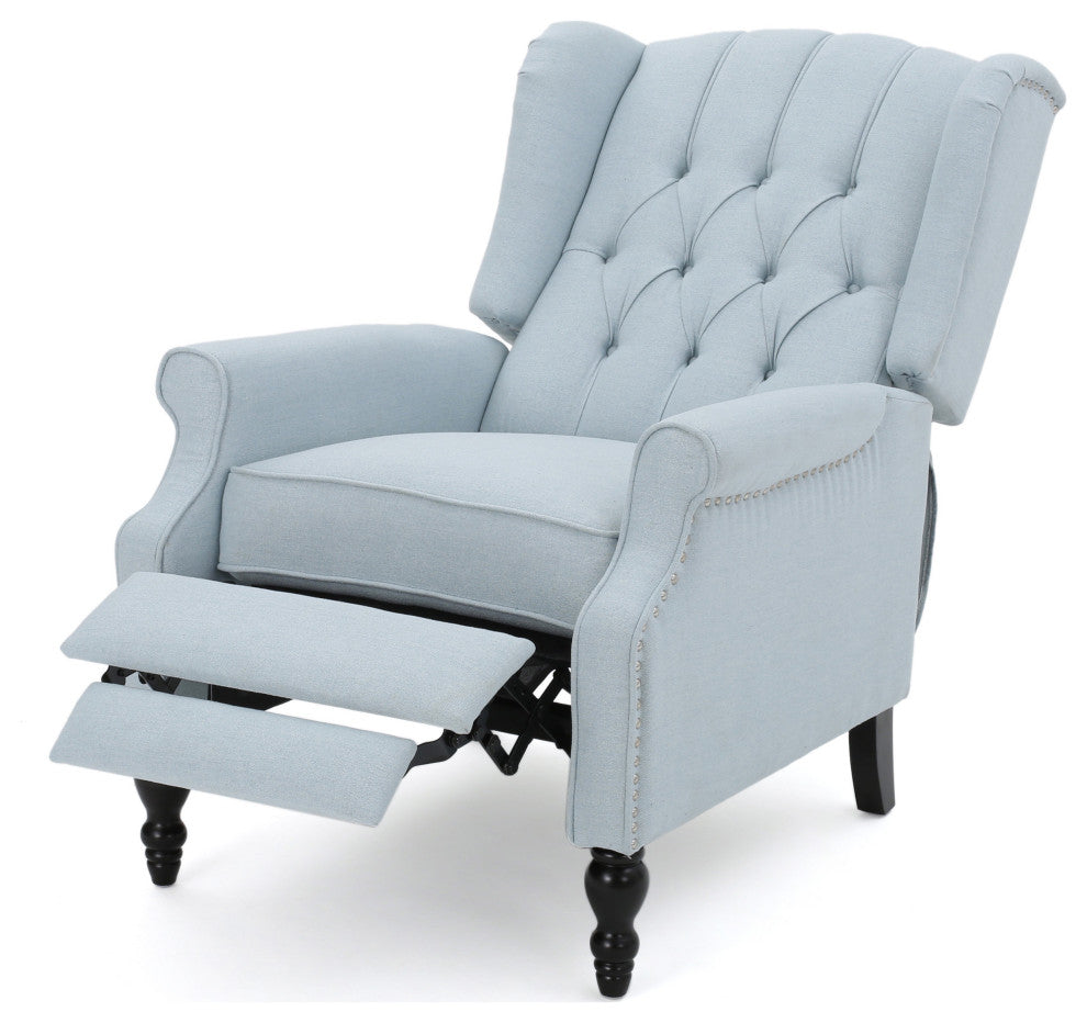 GDF Studio Elizabeth Tufted Back Recliner, Light Sky/Fabric