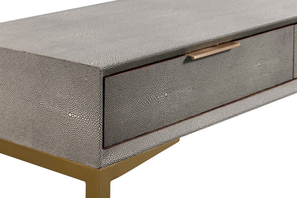 59" Grey Console Table, Brass Gold Entryway Table with Drawers