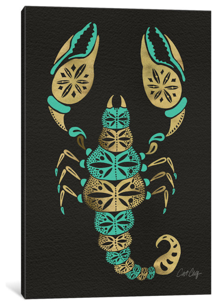 "Black Turquoise Scorpion Artprint" by Cat Coquillette, 40x26x1.5