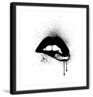 Marmont Hill, "Black Drip Lips" by Amanda Greenwood Framed Painting Print, 18x18