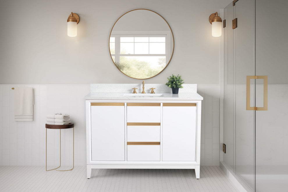 Vanity Art Bathroom Vanity With Sink, White, 48" Single