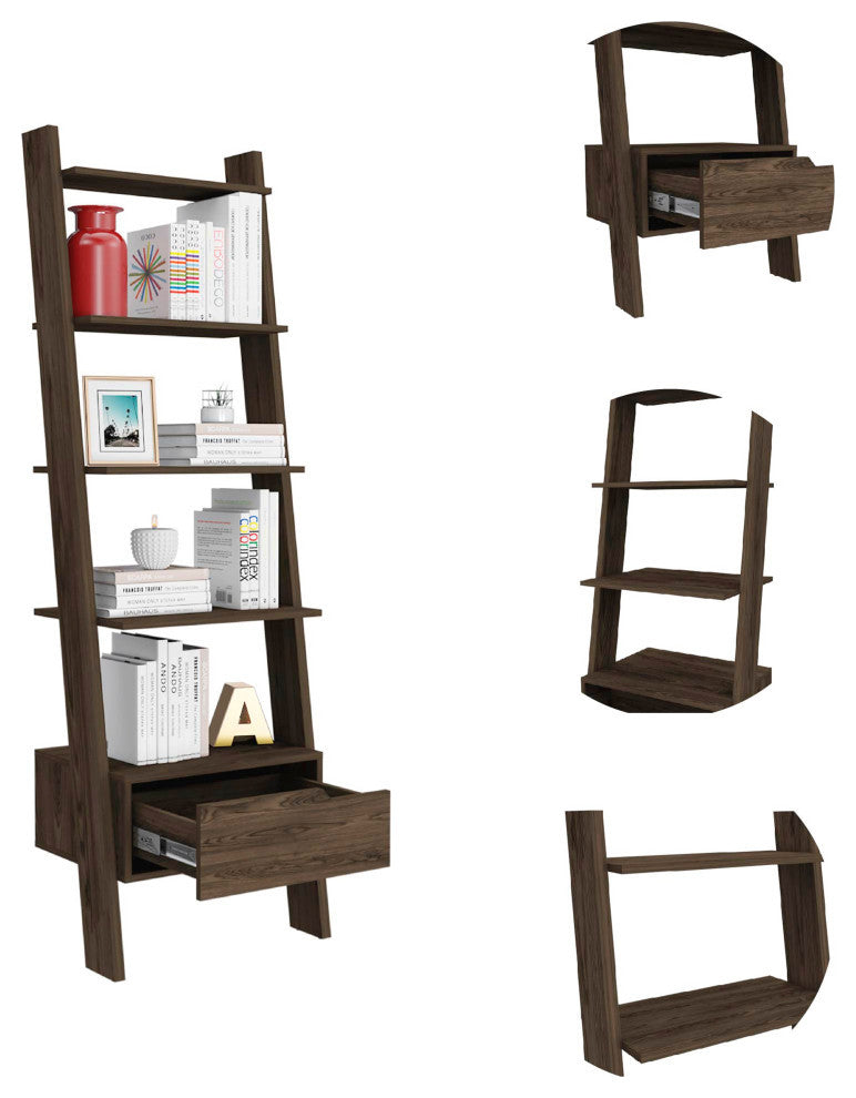 Hamburg Ladder Bookcase Dark Walnut