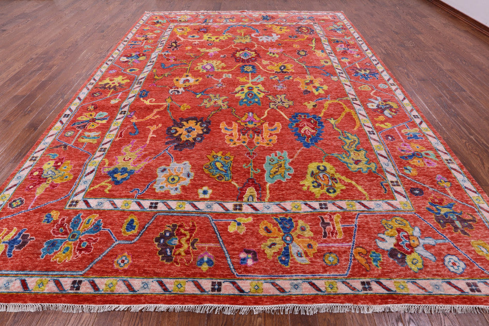 10' 4" X 13' 8" Hand Knotted Turkish Oushak Wool Rug - Q14785
