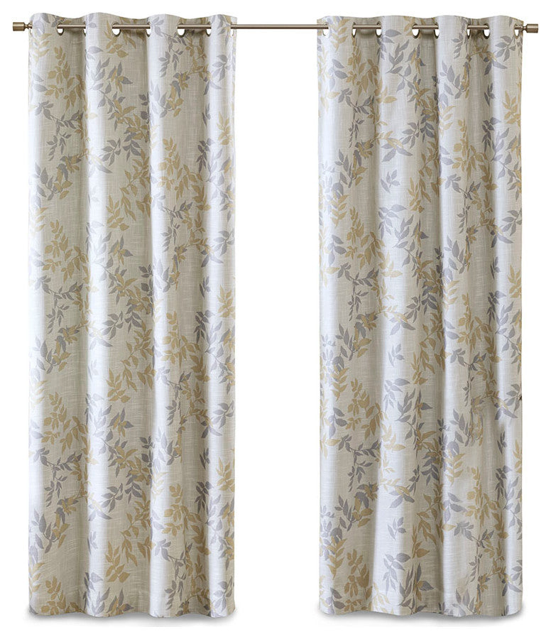 SunSmart Julie Printed Botanical Blackout Curtain Panel, Yellow
