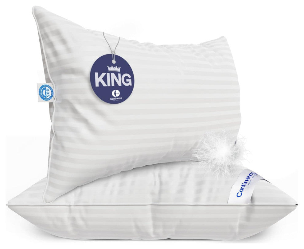 Superior 700 Fill Power -  100% Hungarian White Goose Down Pillow., King (Set of 2), Medium