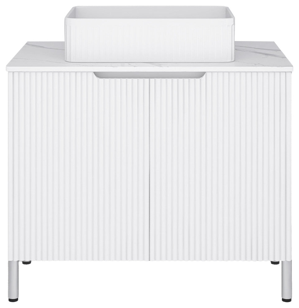 30 in. W Single Sink Freestanding Bath Vanity with Sintered Stone Top, White